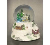 Bola de nieve LED con música, 16 x 14 cm, caja de música navideña con iluminación colorida, decoración de mesa, bola de purpurina, bola de agitación, copos de nieve, bola de cristal iluminada