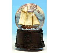 Bola de Nieve Musical/Caja de música Animada con Globo de Vidrio, Barco de Vela, Purpurina y Mecanismo Musical de Resorte de 18 Notas - sobre Las Olas (Juventino Rosas)