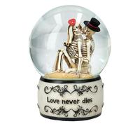 Bola de nieve romántica de pareja de novias, 13,5 cm - Love Never Dies, decoración gótica, amor, San Valentín