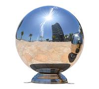 Bola de observación de acero inoxidable, bola hueca reflectante, bola de jardín con acabado de espejo, bolas de observación, con base cuadrada, bola hueca de observación, esfera de espejo pulido for e