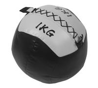 Bola de Peso de Fitness Cuero PU Wallball Ponderada 1 Kg para Entrenamiento Muscular Núcleo en Casa o en el Gimnasio (plata pintada de negro)