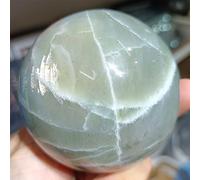 Bola de piedra lunar verde Natural, espécimen de cristal de cuarzo, Gema decorativa de desmagnetización for Reiki, hogar y oficina decoración de la habitación (Size : 200-250g)