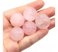 Bola de piedra natural, cristal energético, muestra mineral para decoración del hogar, bricolaje (cuarzo rosa, 10 unidades)