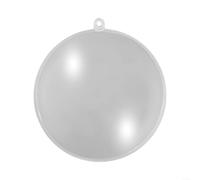 Bola de plástico transparente plana con fuerte sellado y diseño de dos hemisferios para colgar en el árbol de Navidad (10 cm)