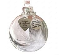 Bola de plumas adorno de Navidad con diseño de una pieza de para mi corazón está en el cielo, regalo colgante transparente para árbol de Navidad, decoraciones conmemorativas (mamá)