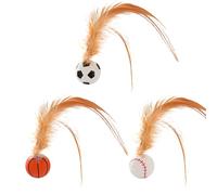 Bola de rebote de bolas de gato, bolas de gatito bote, 3 piezas de goma para gatos de salto de juguete, juguetes para gatos gatito dentición juguetes de entretenimiento con plumas para juegos