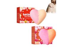 Bola de sal de baño en forma de corazón, 120 g, 2 bombas de baño naturales, para proteger el cuerpo, para mantener la piel sana, rápidamente soluble en agua caliente, loción corporal