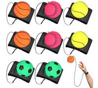 Bola de saltar con cuerda, 8 unidades de bola de muñeca, diámetro de 6 cm, pelota de entrenamiento de mano, pelota de retorno de muñeca con cuerda, pelota de alivio del estrés en la cuerda, juguete