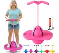 Bola de Salto de Equilibrio para niños y Adultos - Entrenador de Equilibrio de oscilación con manija y Superficie Antideslizante, diseño silencioso, Juguetes al Aire Libre de desafío Divertido Pink