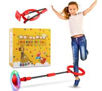 Bola de Salto de Tobillo, Anillo de Saltar Intermitente para niños, Aro de Salto Luminoso Plegable Bola de Salto, Adecuado para Deportes al Aire Libre para Adultos y niños (Rojo)