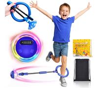 Bola de Salto de Tobillo para Niños y Niñas de 6 a 12 Años con Pelota De Salto Deportiva y Anillo Plegable de Salto Intermitente Colorida con Conteo de Tiempo (Azul)