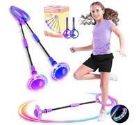 Bola de Salto Tobillo Niña 2 Piezas,Skip Ball se Puede Plegar,Anillo de Salto de Tobillo-Enviar Bolsas de Almacenamiento-Juguete Bola de Salto Tobillo Puede Brillar,Regalo Niña 8 Años,Para 6-12 Años