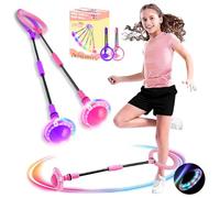 Bola de Salto Tobillo Niña 2 Piezas,Skip Ball se Puede Plegar,Anillo de Salto de Tobillo-Enviar Bolsas de Almacenamiento-Juguete Bola de Salto Tobillo Puede Brillar,Regalo Niña 8 Años,Para 6-12 Años