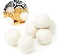 Bola de secado de lana, juego de 6, reutilizable, reduce las arrugas de la ropa y funciona mejor cuando se combina con aceites esenciales (blanco)