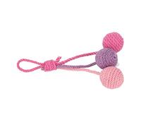 Bola de Sisal Colgante para Gato, Decoración Segura Colgante, Bola de Sisal Colorida, Juguete para Gato, Bolas para Mascotas de 3 Colores para Uso en Interiores (rosa rosa púrpura)