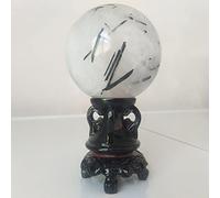 Bola De Turmalina Negra Natural Esfera De Cristal De Cuarzo Decoración Del Hogar Piedra Chakras Brujería Reiki Cristales Curativos,soporte De Bolas Y Madera,50-55 Mm De Diámetro