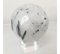 Bola De Turmalina Negra Natural Esfera De Cristal De Cuarzo Decoración Del Hogar Piedra Chakras Brujería Reiki Cristales Curativos,soporte De Bola Y Vaso,60-65 Mm De Diámetro