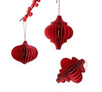 Bola decorativa de farol de origami 3D, adorno colgante de papel caprichoso para diseño de panal, ambiente festivo, fácil de colgar, rojo, paquete múltiple para (c)