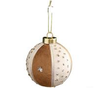 Bola decorativa para árbol de Navidad con núcleo de espuma suave y cubierta de tela de retazos marrón mejorada por polvo dorado para un ambiente elegante de vacaciones (estilo A)