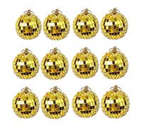 Bola decorativa para fiestas disco, 12 bolas colgantes de discoteca con espejo dorado 2 pulgadas for efectos iluminación fiesta y DJ