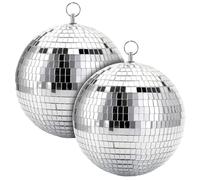 Bola Discoteca 2 uds espejo de cristal dorado plateado Bola discoteca fiesta decorativa brillante reflectante baile DJ Home Club efecto iluminación escenario(2*Silver)