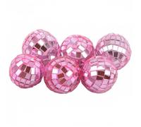 Bola Discoteca 3cm 6 uds bolas de espejo fiesta bola brillante láser reflectante cristal discoteca decoración del hogar adornos(Pink)