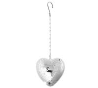 Bola Discoteca Adorno colgante de espejo con forma de bola de discoteca en forma de corazón, fácil de instalar, con cadena, ideal for bodas y San Valentín.(Silver)