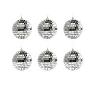 Bola Discoteca Adornos colgantes de árbol plata con bola discoteca, espejo for fiesta boda, baile, música, Festival, decoración del hogar(6pcs Balls 4cm)