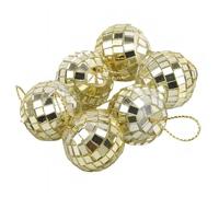 Bola Discoteca Bolas de espejo de 3 cm, 6 unidades, brillantes, for fiestas, Navidad, láser, reflectantes, de cristal, for discoteca, árbol de Navidad, decoración del hogar.(Gold)