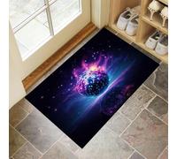 Bola Discoteca Felpudo 60 X 90 Cm, Ciencia Ficción Modernaalfombras para Puerta Entrada, Entrada Interior Antideslizante Lavable Absorbente Felpudo, Azul Oscuro Suave, Duradero Y Lavable A Máquina