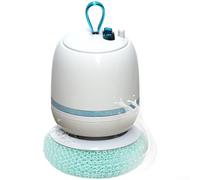 Bola eléctrica inalámbrica para lavavajillas con dispensación automática de detergente, rotación de 205 RPM para eliminación de grasa, fibra a base de plantas de 10 x 10 x 16 cm (techo)