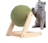 Bola gigante de hierba gatera con soporte de madera, bola giratoria de hierba gatera para montaje en el suelo, juguete de menta colgante para gatos y gatitos, base triangular estable, agradable y