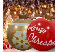 Bola inflable de Navidad para exteriores, globo inflable gigante de 24 pulgadas con bomba, bolas inflables de vacaciones para patio, piscina, decoraciones de jardín al aire libre