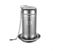Bola infusora de té de malla extrafina de acero inoxidable para té de hojas sueltas, incluye bandeja y cadena larga para un fácil uso con diferentes métodos de preparación de té (S)