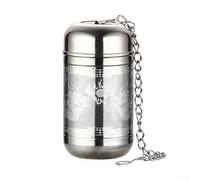 Bola infusora de té hecha de acero inoxidable resistente a la corrosión con malla mejorada para té de hojas sueltas y remojo de especias, incluye tapa delgada y cadena extendida para varios usos (B2-S