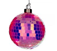 Bola LED de discoteca, 10 cm, color rosa neón, diámetro de 10 cm