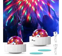 Bola Luces Discoteca USB Luz Discoteca Fiesta de Bola de Discoteca Activada por Sonido, 3W 4 colores RGB Luces de Fiesta Luces Discoteca Para Casa, Disco, DJ, KTV, Bar, Navidad, Halloween(2 PCS)