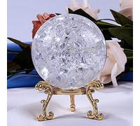 Bola mágica de cristal con crujido de hielo de 60/80 MM, adornos de esfera delicada, manualidades para regalos, decoración del hogar, 80 MM, con base dorada