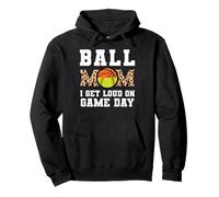 bola mamá me pongo ruidoso en el día del juego softbol Sudadera con Capucha