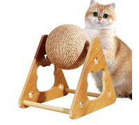 Bola para Rascar de Gato, Juguete Interactivo Rascador, Rueda Ejercicio Pulido Uñas Sisal Natural Marco Madera para Gatos Pisos Pequeños Grandes
