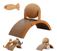 Bola rascadora interactiva para gatos en soporte, bola oscilante de madera duradera con diseño de puente de arco, almohadilla de sisal natural para gatos de interior (M)