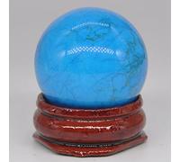 Bola redonda de 30 mm de piedras preciosas minerales naturales y piedras esfera esfera globo decoración con soporte, azul turquesa
