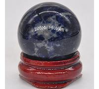 Bola redonda de 30 mm de piedras preciosas minerales naturales y piedras esfera globo decoración con soporte, sodalita azul