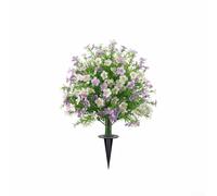 Bola topiaria artificial de boj, arbusto falso resistente a los rayos UV con estaca para decoración de jardín al aire libre, morado (morado y blanco)