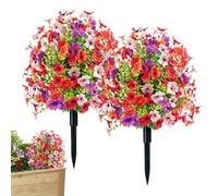Bola topiaria de flores - Planta de petunia para decoración al aire libre | Pétalos sintéticos realistas con estacas para el suelo, globo de jardín resistente a los rayos UV, arreglo floral colorido