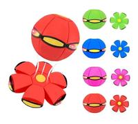 Bola voladora mágica doble forma con 6 luces, platillo volador trasformable para juego en familia y perro-niño y perro, juguete interactivo y educativoejercicio del cuerpo (rojo)