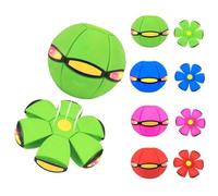 Bola voladora mágica doble forma con 6 luces, platillo volador trasformable para juego en familia y perro y perro - Juguete interactivo y educativo - Ejercicio del cuerpo (verde)