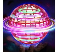 Bola Voladora, Spinner Volador Mini Drone Flying Dron Pelota Voladora Bolas Magica, LED Fly Orb Boomerang Orbi Ball Esfera Que Vuela drones con Luz, Juguetes Regalo para 6 7 8 9 10+ niños niñas - Roja