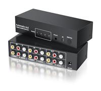 BolAAzuL - Conmutador divisor de 4 puertos RCA 4 en 2 salidas compuesto de video L/R, caja selector de audio 4 x 2, interruptor selector de 4 puertos AV con control remoto, para Wii, PS2, Xbox, DVD,
