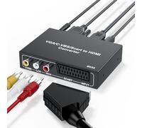 BolAAzuL Convertidor VGA + C-VBS + euroconector a HDMI, escalador compuesto AV a HDMI 1080P